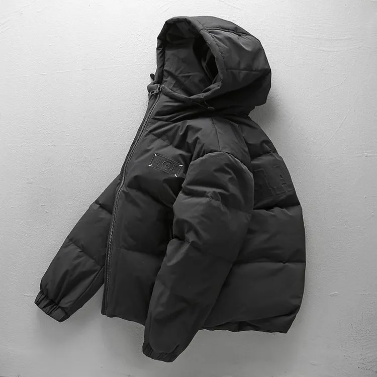 蒙鲁巴恩刺绣连帽羽绒服男款冬季黑色冬衣潮牌痞帅加厚防寒服外套