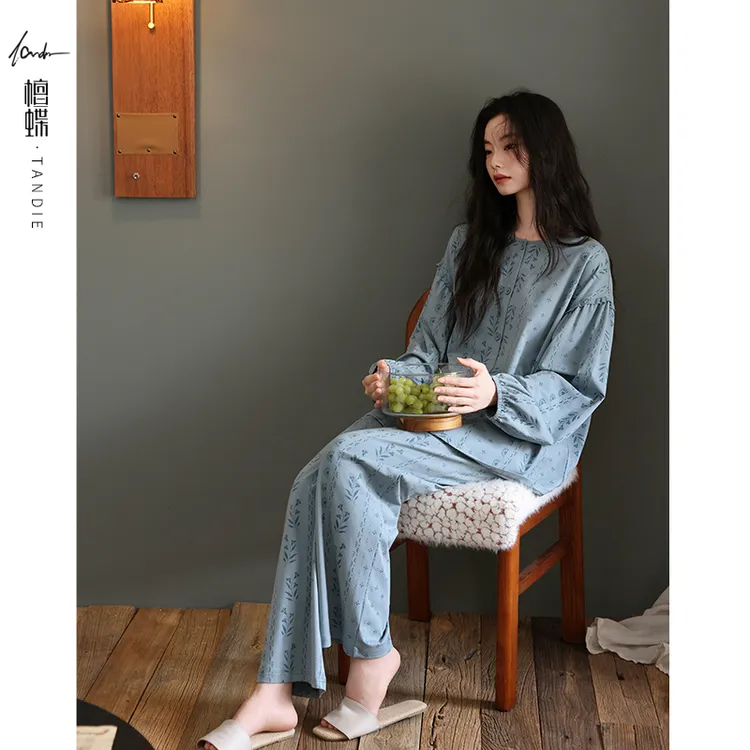 檀蝶2025年新款秋冬季纯棉睡衣女款睡衣家居服套装睡衣女宽松舒适