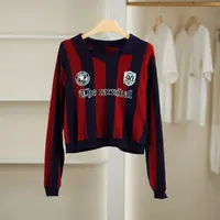 麦迪尚品【文M】51105421 春秋时尚学院风针织条纹上衣品牌女装