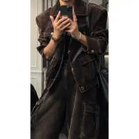 龙叨叨秋季新款原创美式复古设计感夹克套装潮流宽松休闲外套长裤