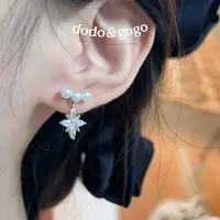 DODOGOGO 合金仿珍珠耳饰 爆闪雪花珠珠耳钉气质轻奢百搭时尚耳环