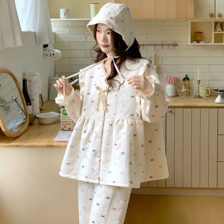 空气棉月子服春秋冬季款产后加厚夹棉10月份11哺乳家居服孕妇睡衣