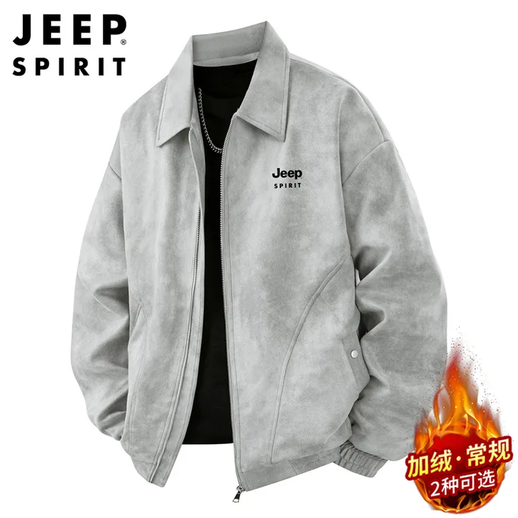 Jeep吉普男士夹克秋季新款美式潮牌高端男装时尚宽松翻领休闲外套