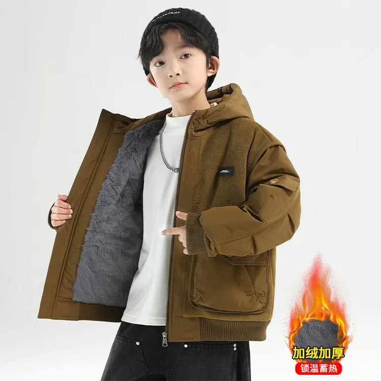 儿童装男童冬装外套2025新款中大童秋冬款加绒男孩加厚摇粒绒冬季