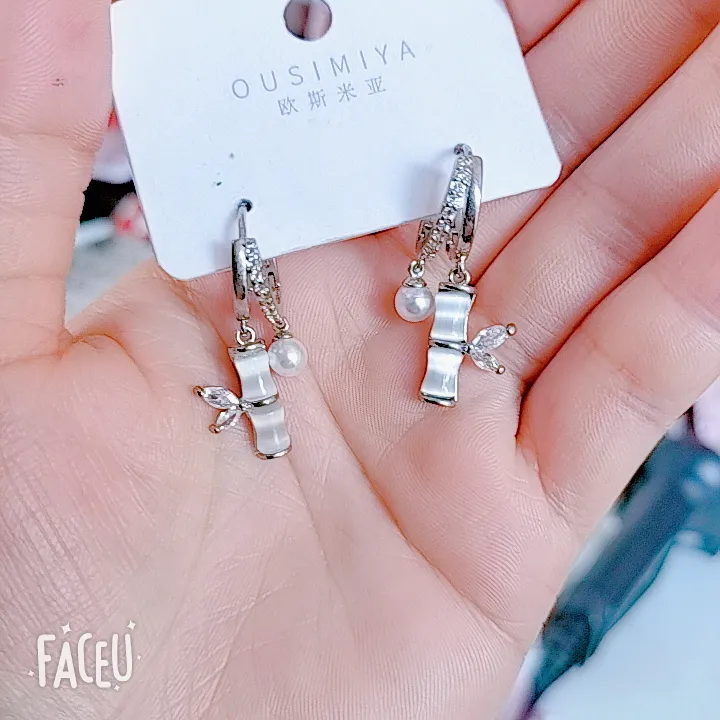 925银仿珍珠耳饰 纯银针防过敏耳饰古风轻奢猫眼石耳环耳圈女圈圈