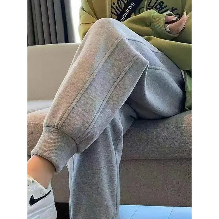休闲裤女2024秋冬新款运动裤卫裤加绒春秋女裤子宽松外穿长裤阔腿