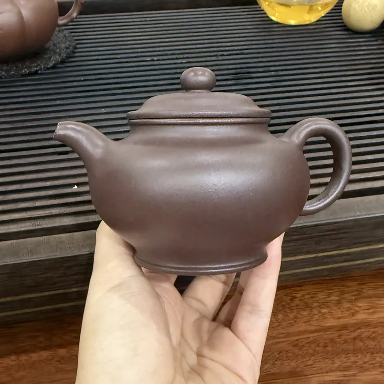 【掇只•原矿老紫底槽清】200cc球孔半手工紫砂壶