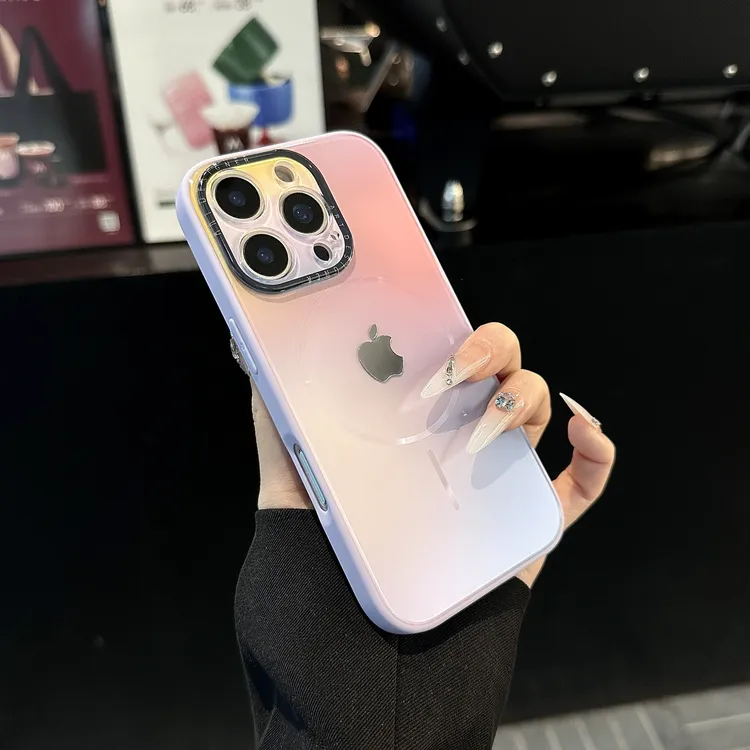适用苹果16promax手机壳简约iPhone15防摔14pro磁吸13全包渐变色