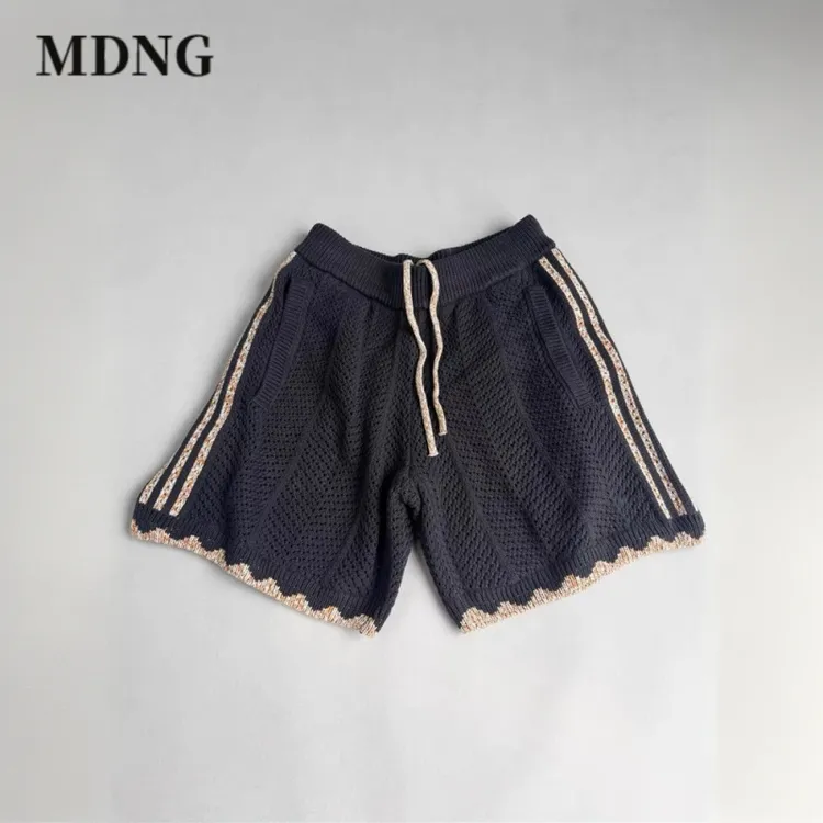 MDNG男装条纹撞色针织休闲短裤夏季潮流男士宽松百搭时尚五分中裤