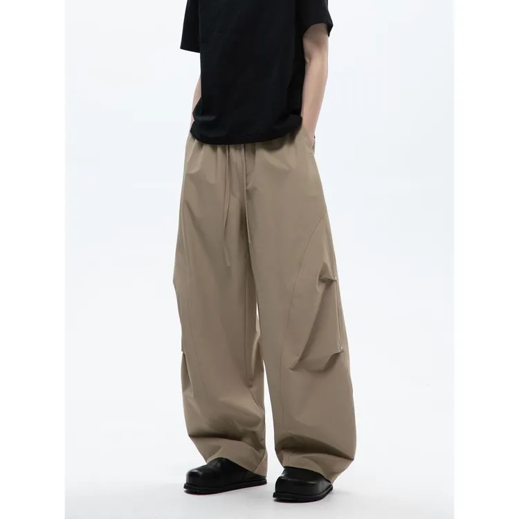 多口袋解构速干冲锋裤男士夏季薄款美式阔腿直筒铆钉休闲裤长裤