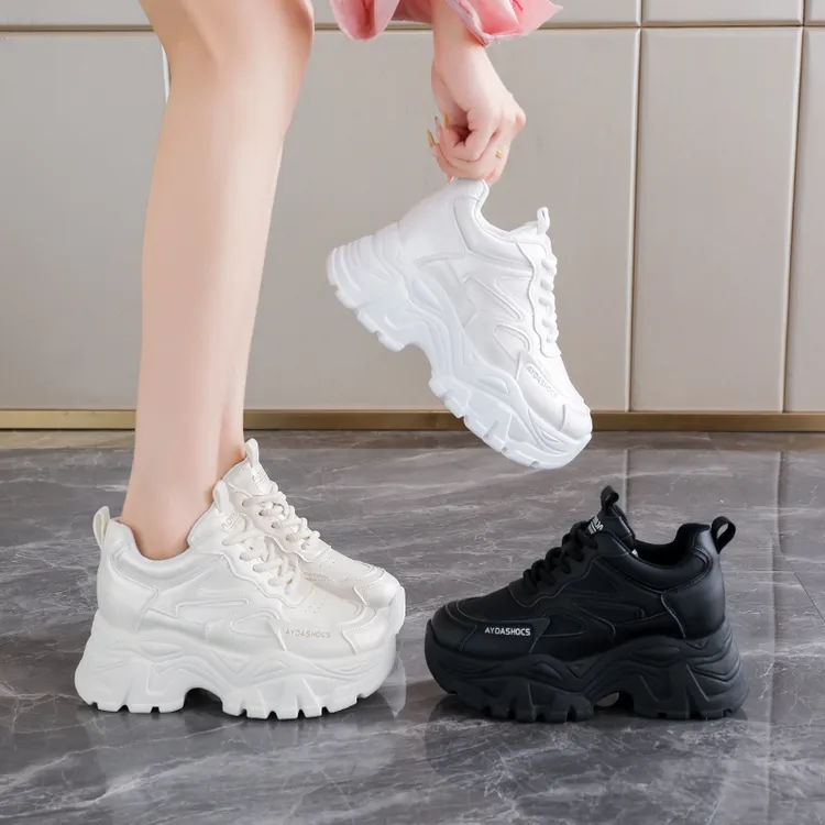 百搭厚底小个子爆款老爹鞋女2025春秋新款韩版松糕休闲运动小白鞋