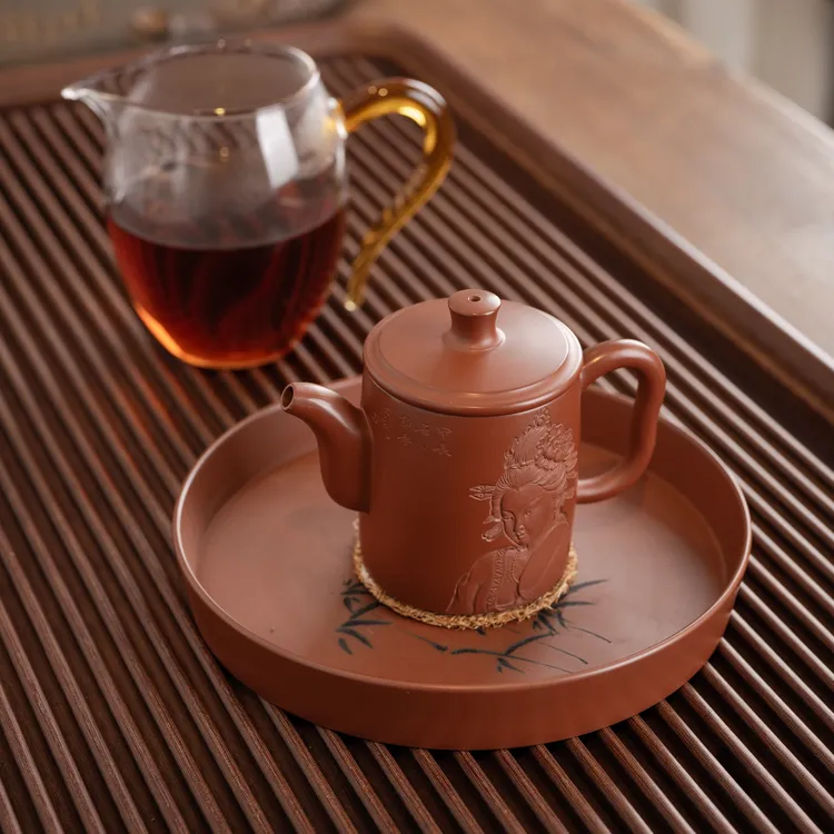 『汲直·美人赋』坭兴陶茶壶省大师吕朝春浮雕美女小字微雕150c11354