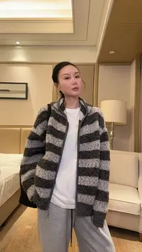 【那尚新品】秋冬新款100全羊毛云多绒连帽舒适柔软保暖针织外套