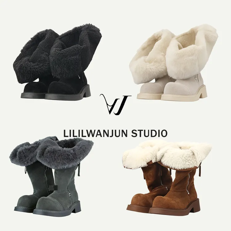婉君 【定制中筒靴】韩系时尚牛皮加绒加厚中筒靴LWJ25D4S4226