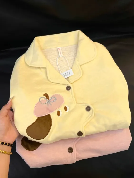 冬天睡衣秋女款2025新款卡通小狗软糯德绒保暖可爱风牛奶绒家居服