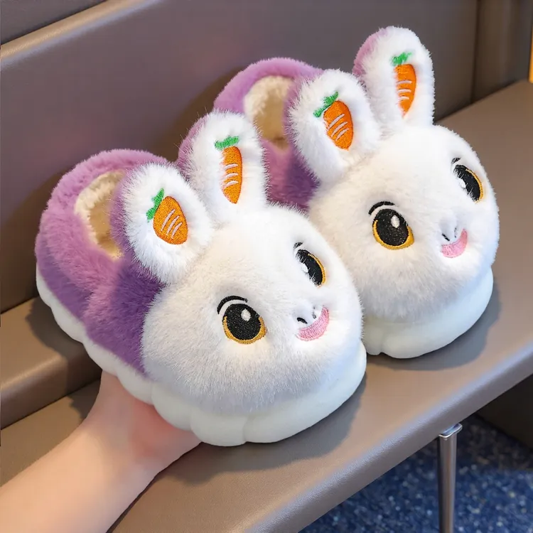 寒冬户外棉鞋男童女童小孩款毛绒包头防滑可爱厚底空气棉少女风款