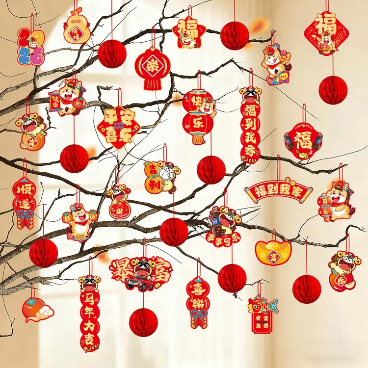 马年福字小挂件2026新款创意新年小灯笼装饰品春节盆景绿植小挂饰