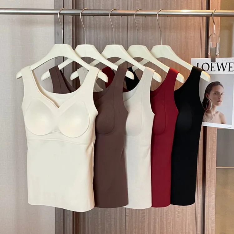 卡洛町大码女装100-210斤秋冬季打底美背经典保暖舒适背心上衣107