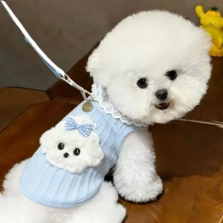 狗狗衣服春夏季新款可爱小狗背心可牵引雪纳瑞比熊泰迪猫咪小型犬