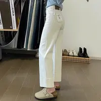 浅色九分直筒牛仔裤女2025秋季新款小个子宽松显瘦百搭法棍烟管裤