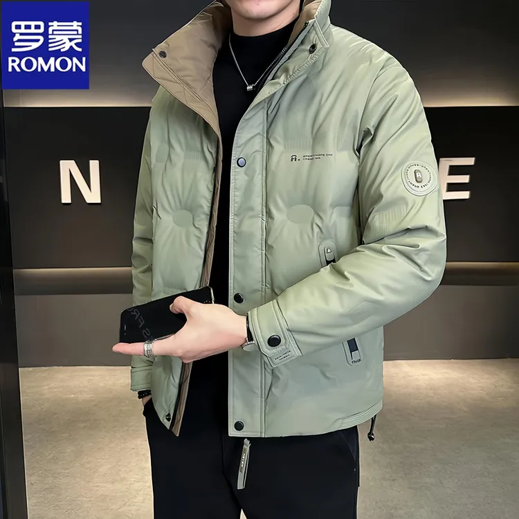 Romon/罗蒙冬季男士羽绒服潮牌立领商务休闲加厚防寒服青年男外套