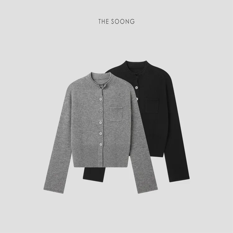 THESOONG|"轻暖御寒"山羊绒羊毛精织肤感双层螺纹领外套HLMY7407