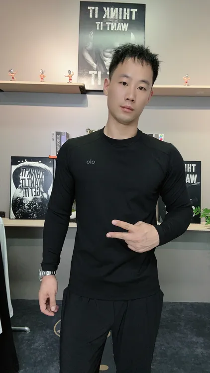 男士紧身速干圆领t恤长袖修身运动T恤透气户外运动健身服男款