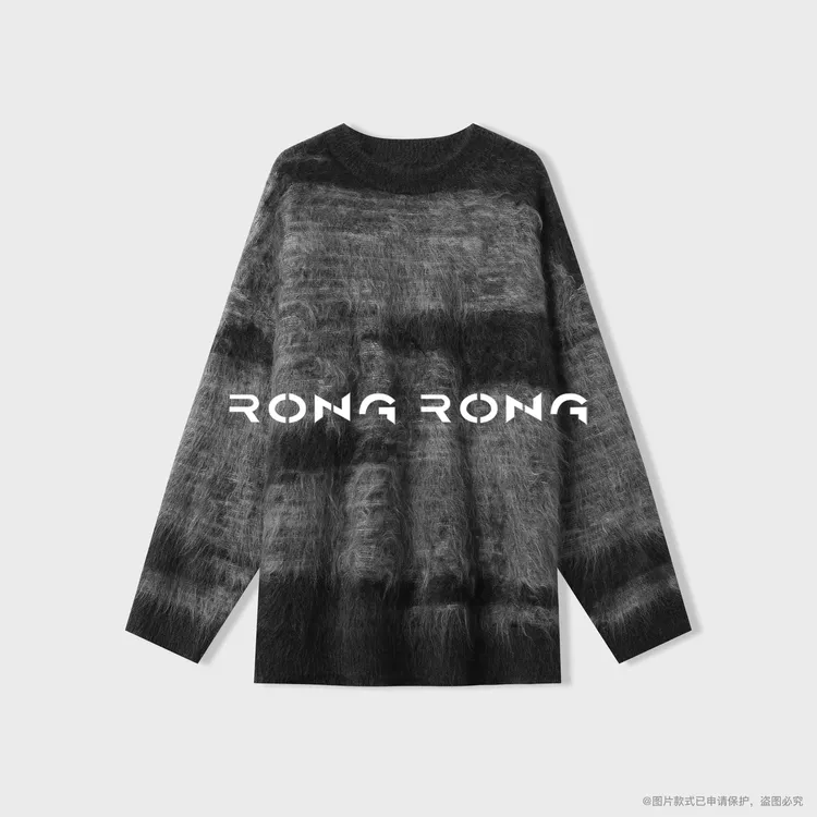 溶溶【流云墨韵】RONGRONG 100山羊绒拉毛文艺学院风羊绒衫2505K904