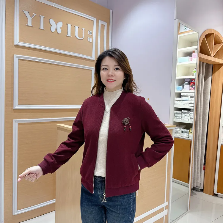 高档夹克外套6-25880女士秋冬百搭时尚拉链短外套/妈妈装