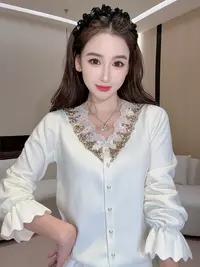 【秋日告白】设计师款秋季荷叶喇叭袖时尚洋气针织开衫毛衣