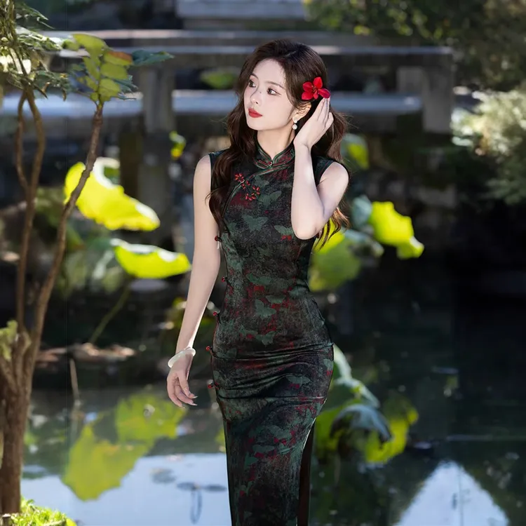 苏故里【晚非】新中式夏季少女气质优雅旗袍清新日常长款复古网红