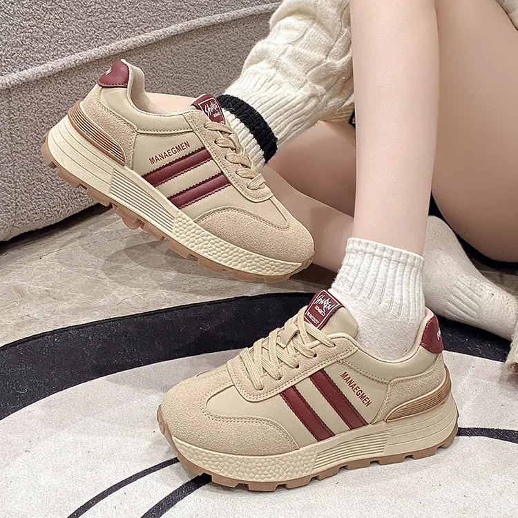 欧洲站厚底阿甘鞋女单鞋2025春新款百搭休闲运动鞋增高软底老爹鞋