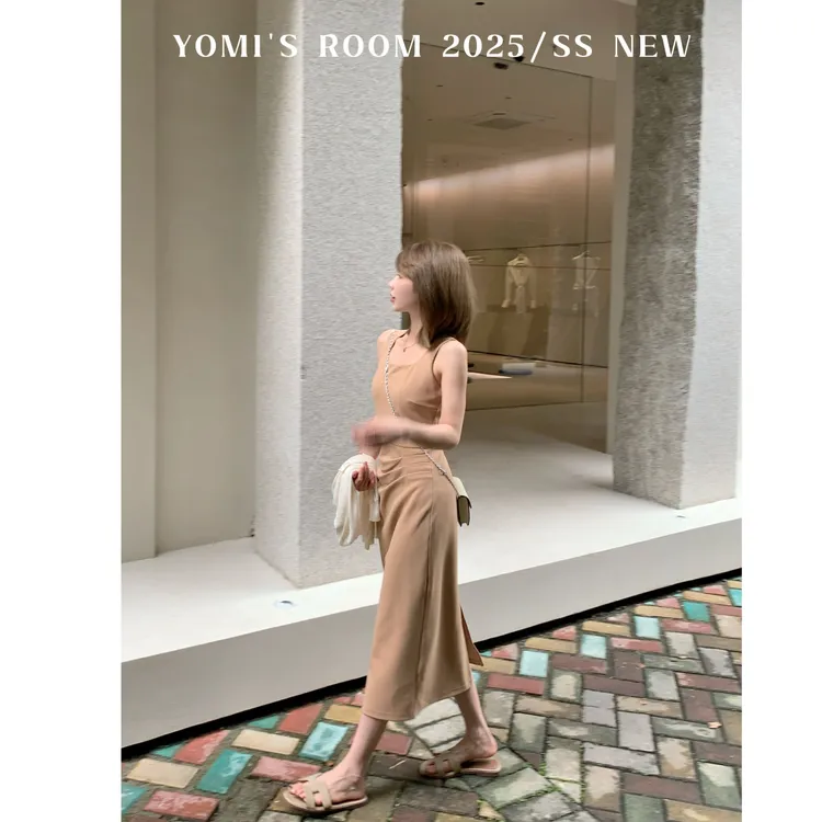 YOMI小个子【南枝杏调】优雅极简风知性气质夏季收腰显瘦显白连衣裙