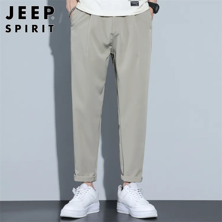 JEEPSPIRIT休闲裤男士夏季宽松百搭直筒裤潮流商务透气韩版长裤子