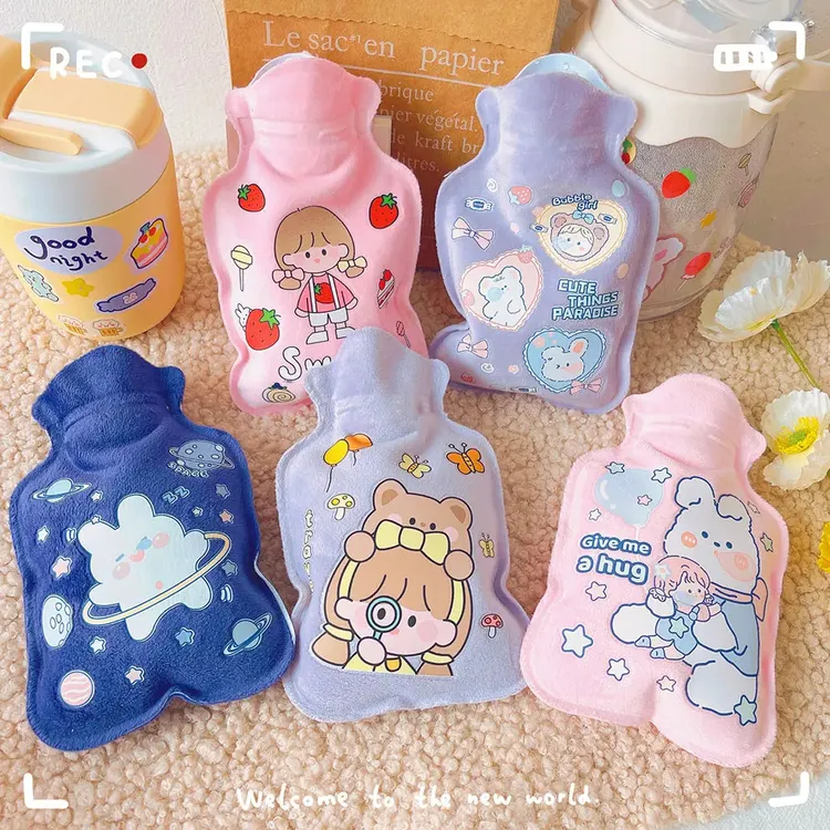 毛绒卡通便携暖水袋热水袋注水保暖可爱暖水袋热敷防爆暖肚袋