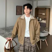 一轩轩轩【暖织花述】秋季设计感拼接领休闲男士假两件夹克外套2507