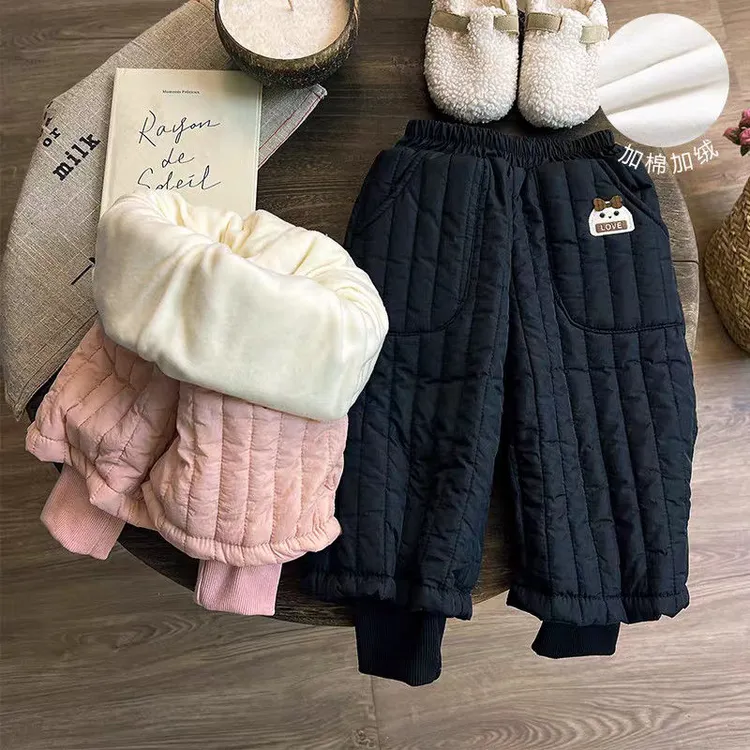 女童棉裤加绒加厚冬季休闲裤女宝宝棉裤一体绒冬装儿童秋冬款童装