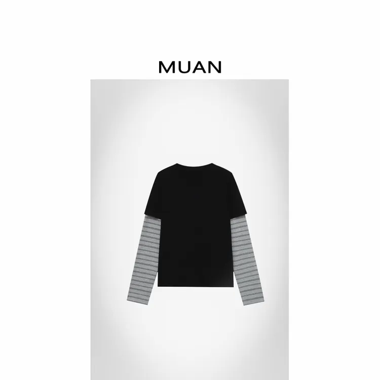 木岸MUAN：《巴拿马长袖T》定制100棉假两件百搭上衣女CQ-JD-2522