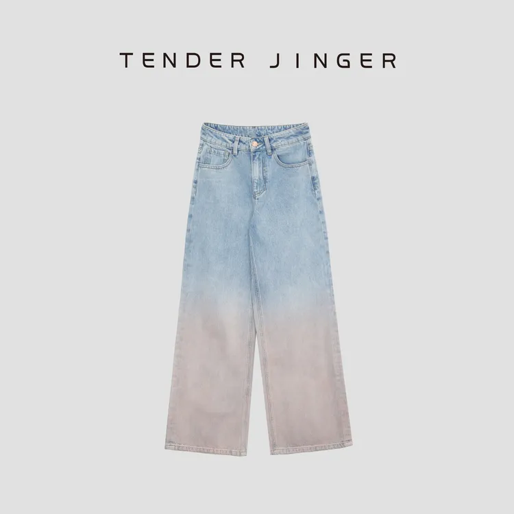 Tender Jinger【黑标】渐变洗水牛仔直筒裤T51RM117R