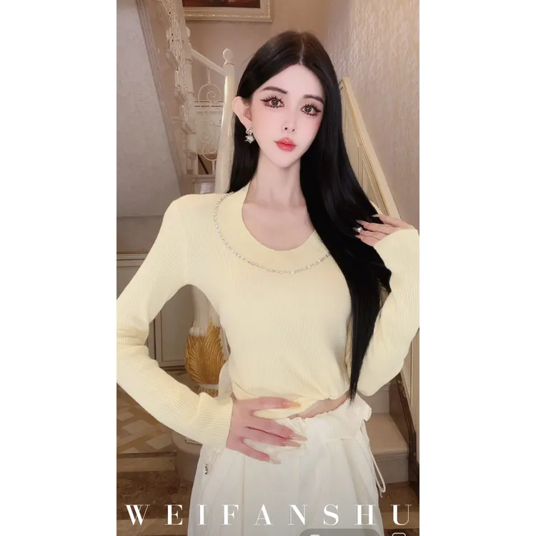 WEIFANSHU/魏凡舒【优雅自洽】早秋新款圆领针织打底百搭舒适毛衣