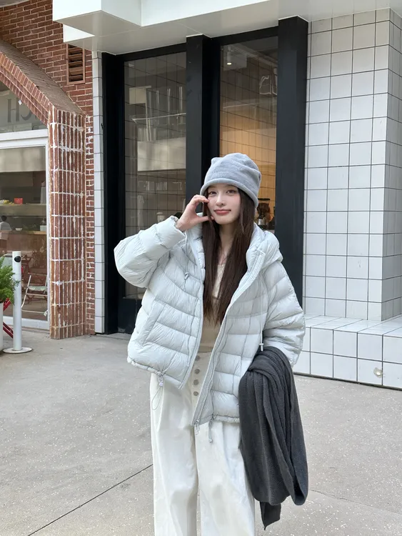 QIPAO 【橘子森林】90白鸭绒短款连帽排骨羽绒服女冬季保暖外套