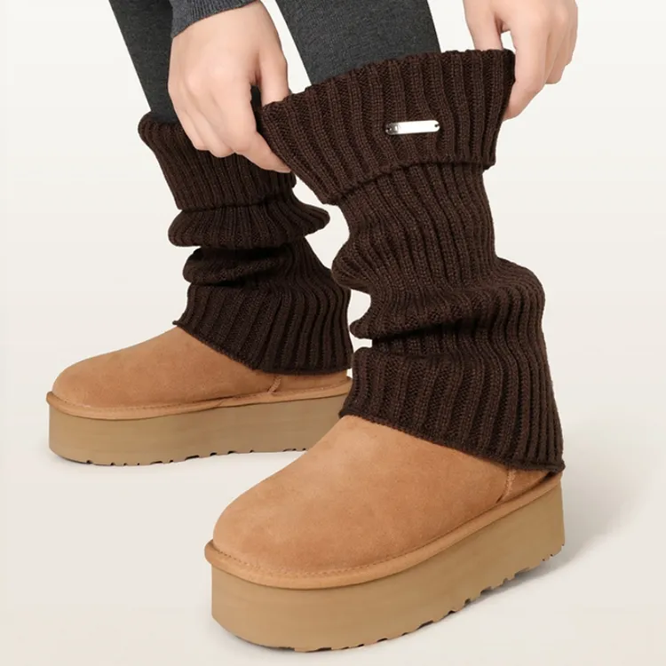 DGVV灰色腿套女款配雪地靴堆堆袜套秋冬季保暖小腿套长筒新款爆款