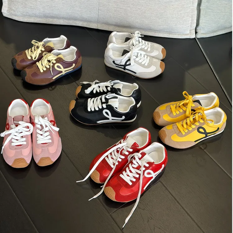 幂姐同款休闲鞋内外全真皮春新款复古阿甘鞋平底运动鞋德训鞋女鞋