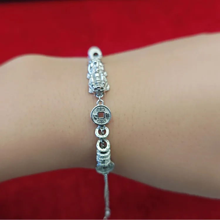 925银手链 安哥同款是s925银貔貅盘缠手链