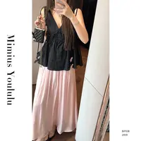 【mimius】肉肉 高级感抽绳百搭小花装饰背心半身裙后松紧腰 G04581