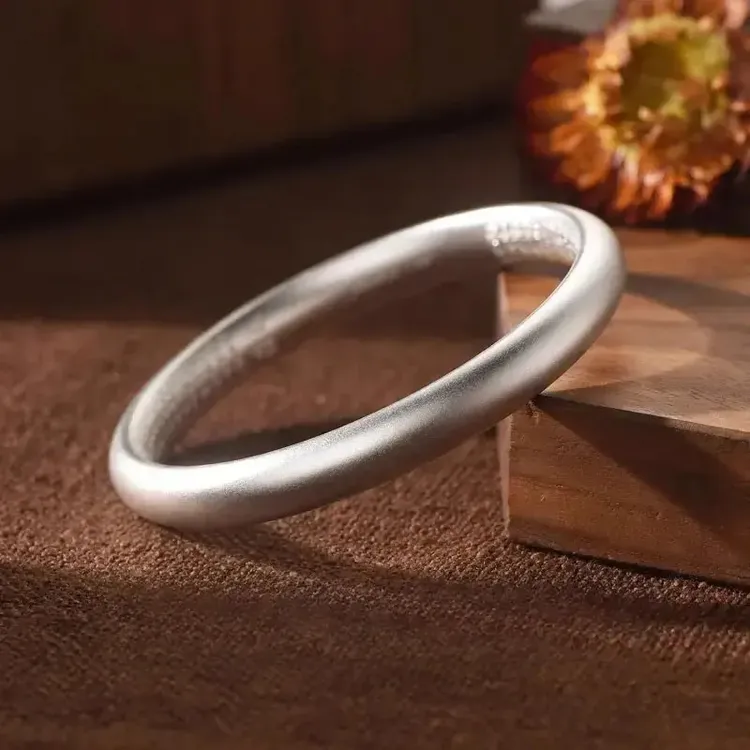 足银手镯古法简约心经手镯足银999轻奢时尚情人节送女友