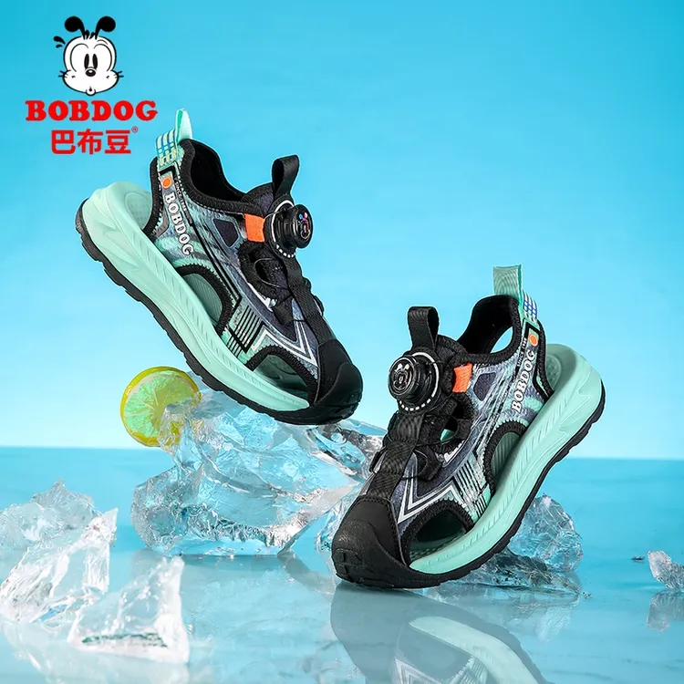 Bobdog/巴布豆儿童户外沙滩鞋夏季新款男童运动包头凉鞋防滑耐磨