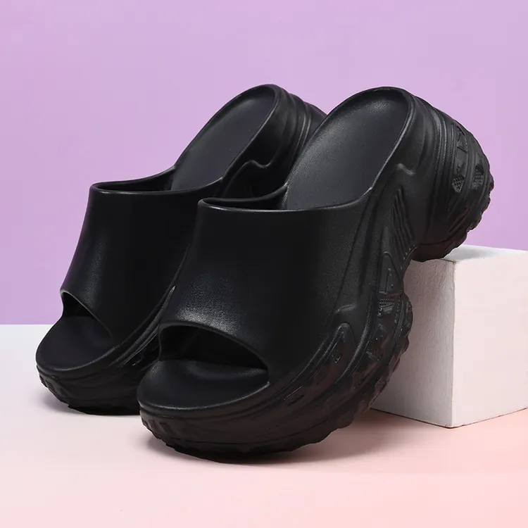 松糕底一字拖防滑沙滩舒适防水休闲一字拖厚底纯色外穿夏季网红女