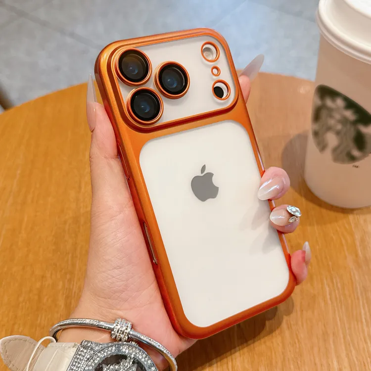 适用iPhone17promax手机壳电镀镜头全包超薄半透磨砂肤感款16Pro