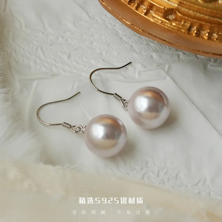 丽沁 925银耳饰 曼塔玫瑰紫珠经典耳钩气质优雅耳勾